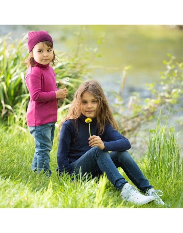 Engel Natur Children's Polo-Neck Sweater - Navy Blue