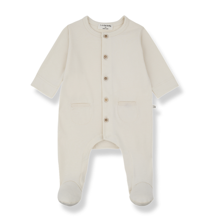 1+ in the family Rennes Jumsuit w/ Feet - Ecru