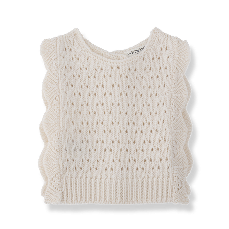 1+ in the family Paris NB Vest - Ecru