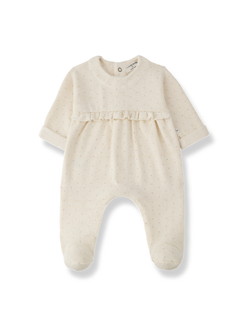 1+ in the family Narbonne Girly Jumpsuit w/Feet - Ecru