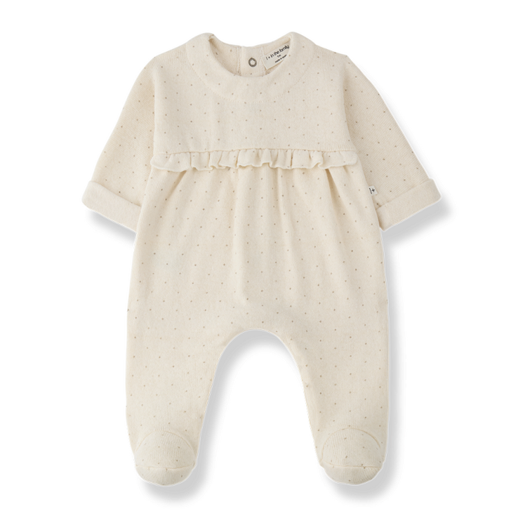 1+ in the family Narbonne Girly Jumpsuit w/Feet - Ecru