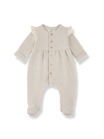 1+ in the family Orleans Girly Jumpsuit w/Feet - Beige