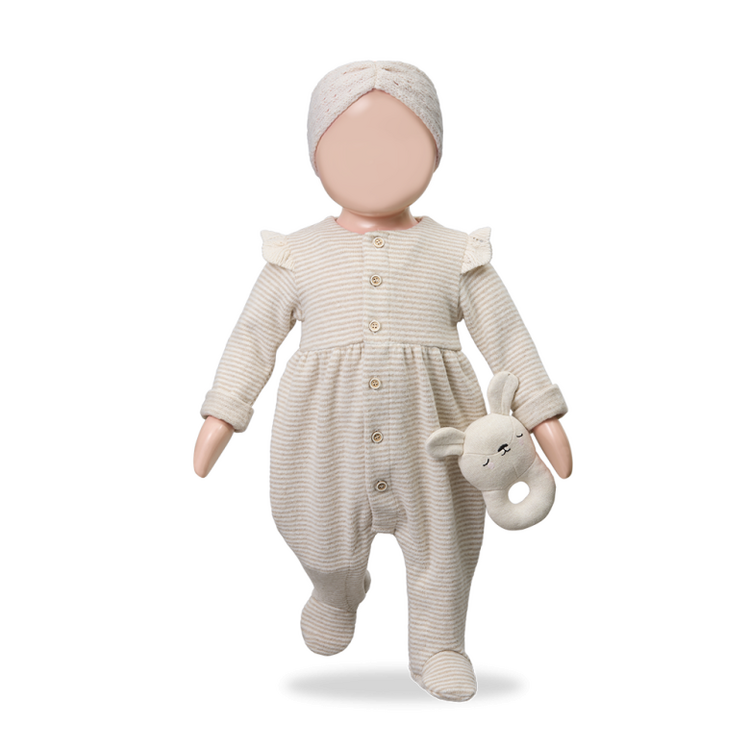 1+ in the family Orleans Girly Jumpsuit w/Feet - Beige