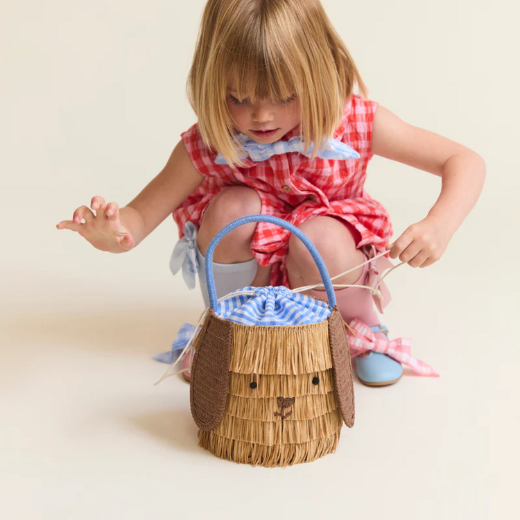 Meri Meri Shaggy Raffia Puppy Bag