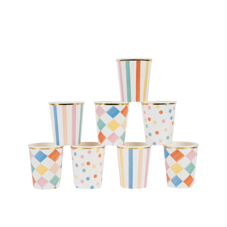 Meri Meri Colorful Pattern Cups - 8pieces