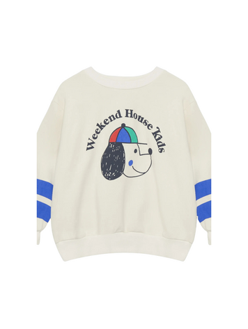 Weekend House Kids Happy Dog Striped Sweatshirt - Ecru