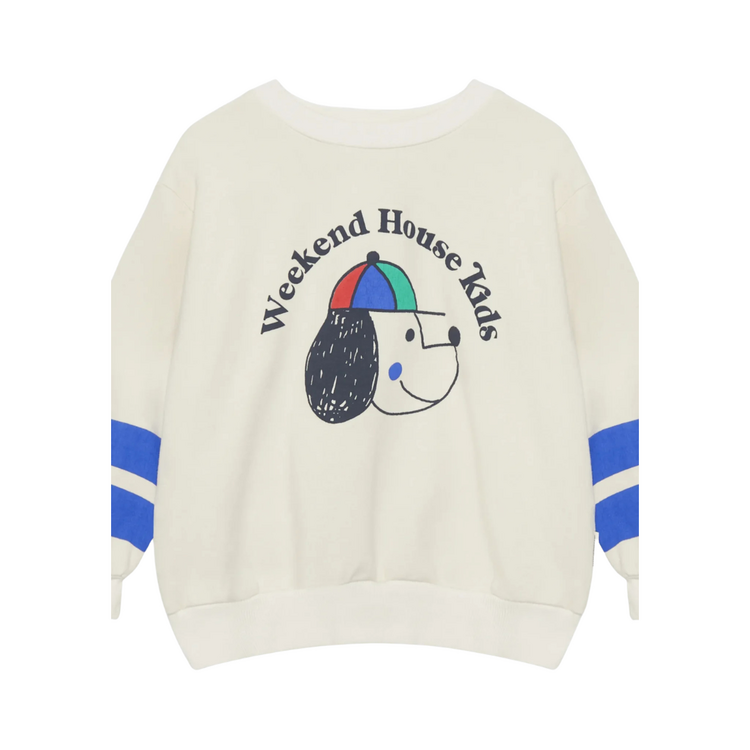 Weekend House Kids Happy Dog Striped Sweatshirt - Ecru