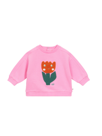 Arsène & Les Pipelettes Sweat Broderie Fleur - Bubble Gum