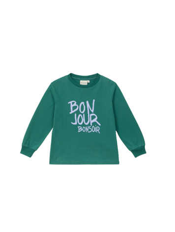Arsène & Les Pipelettes T-shirt Bonjour Bonsoir - Vert