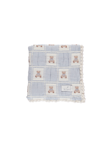 Bebe Organic Teddy Blanket - Blue Teddy Patchwork