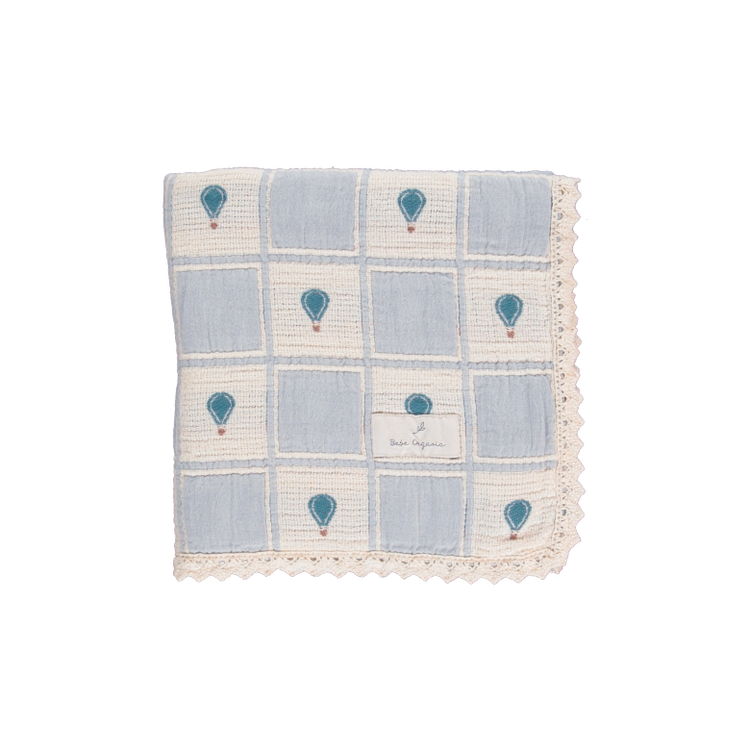 Bebe Organic Balloon Dekentje - Blue Patchwork