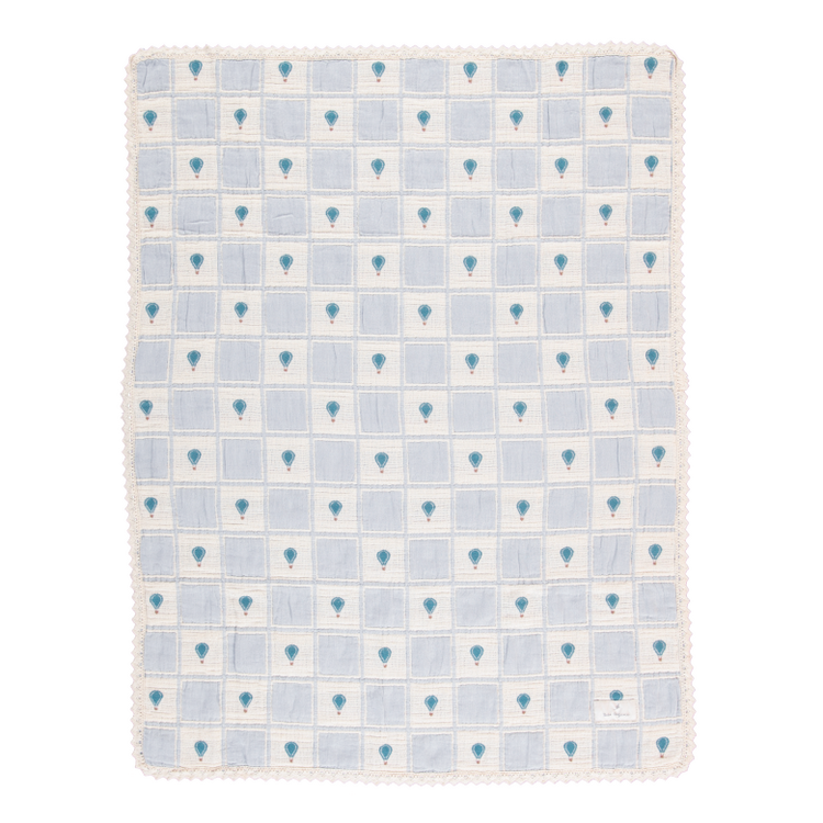 Bebe Organic Balloon Blanket - Blue Patchwork