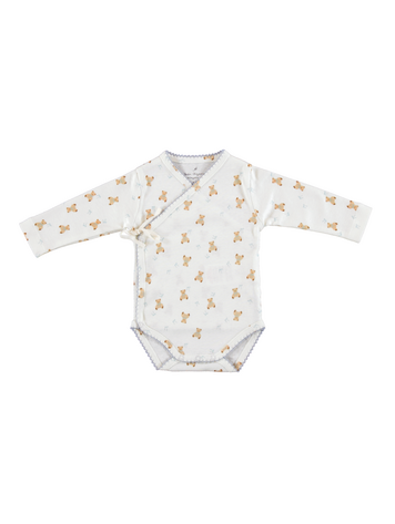 Bebe Organic Ted Wrap Onesie - Teddy Blue