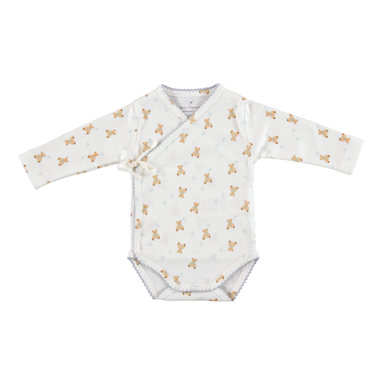 Bebe Organic Ted Wrap Onesie - Teddy Blue