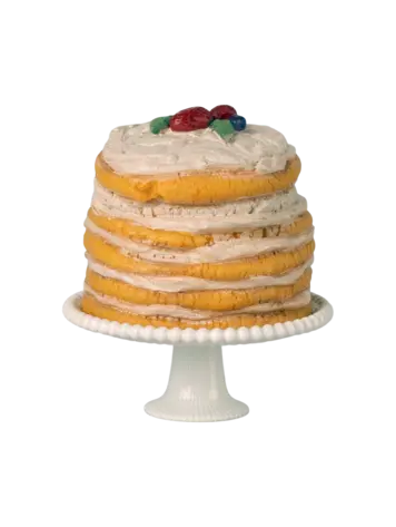 Maileg Party Cake And Cake Stand, Mouse - Off White