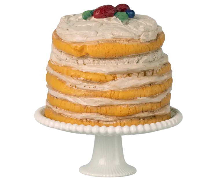 Maileg Party Cake And Cake Stand, Mouse - Off White