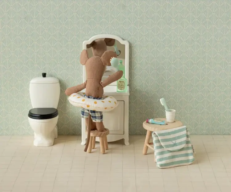 Maileg Beach Mouse With Float, Little Brother - Yellow Dots