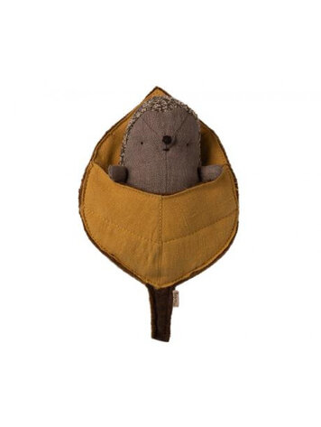 Maileg Baby Hedgehog In Leaf