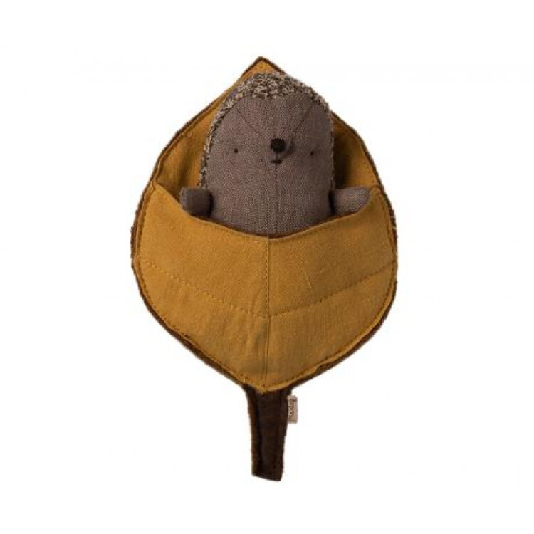 Maileg Baby Hedgehog In Leaf