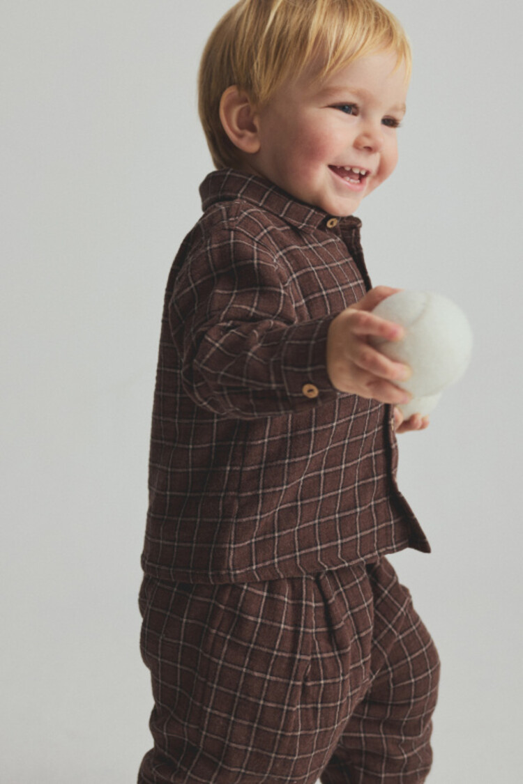 COZMO Bilbo Textured Baby Shirt - Brown