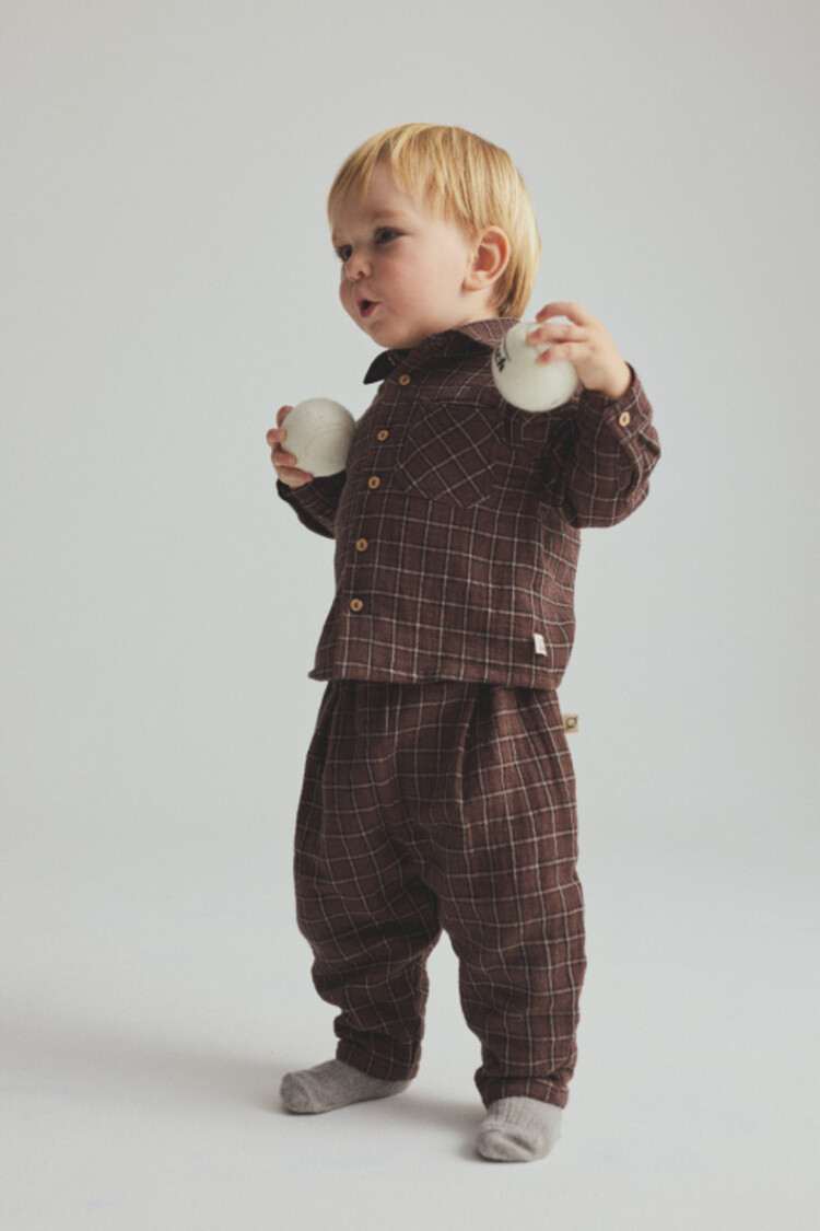 COZMO Bilbo Textured Baby Shirt - Brown