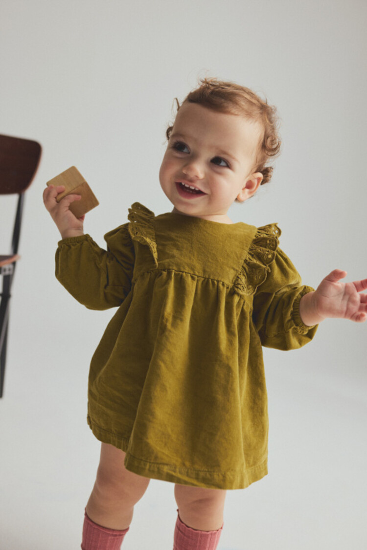 COZMO Kenia Corduroy Baby Dress - Green