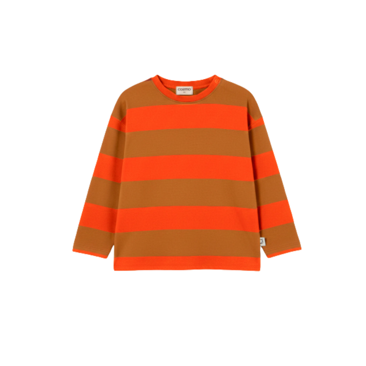 COZMO Basic Striped Baby T-shirt - Spicy Orange