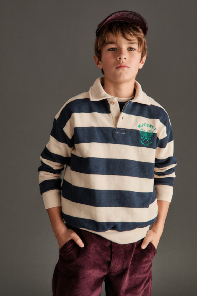 Mipounet Piero Polo Sweatshirt - Ecru/Blue