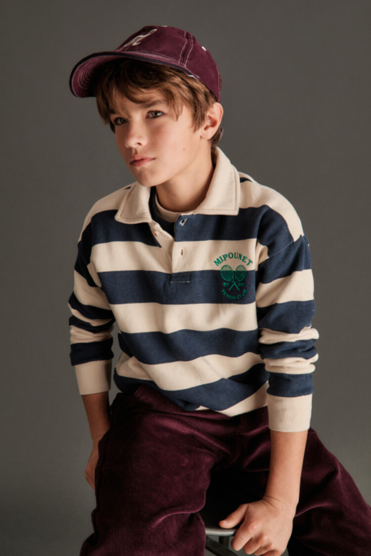 Mipounet Piero Polo Sweatshirt - Ecru/Blue
