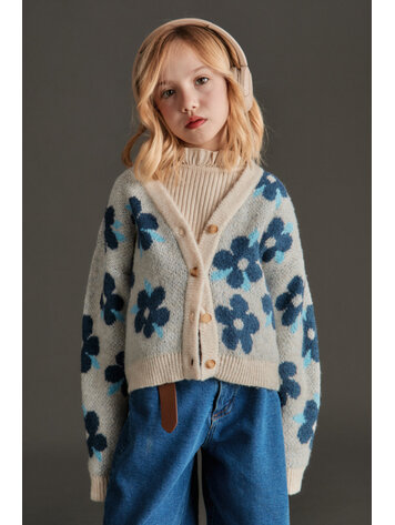 Mipounet Viviana Cardigan - Ecru/Blue
