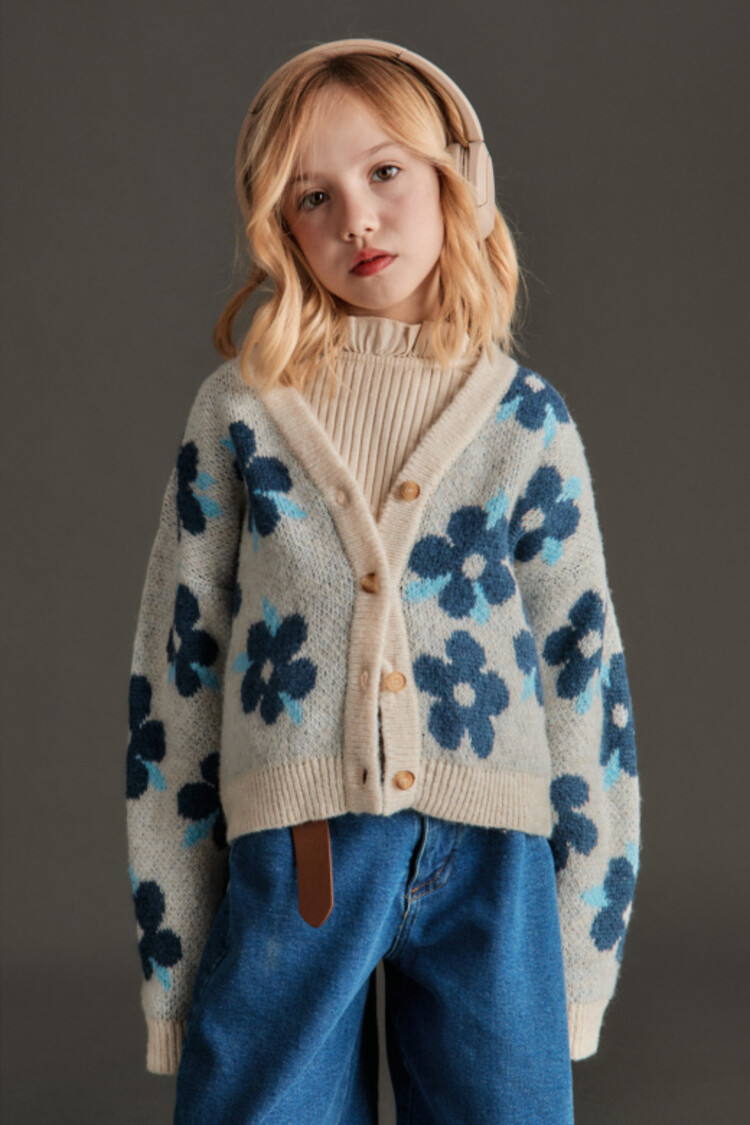 Mipounet Viviana Cardigan - Ecru/Blue