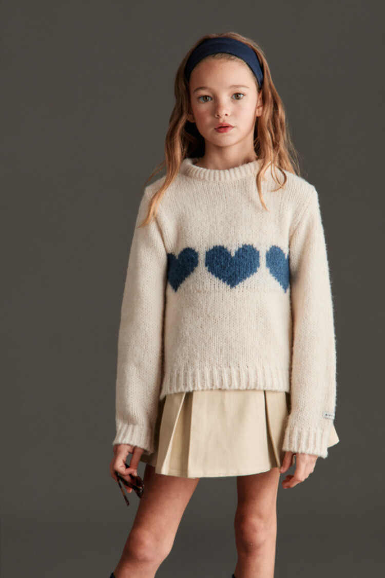 Mipounet Mia Sweater - Ecru/Blue