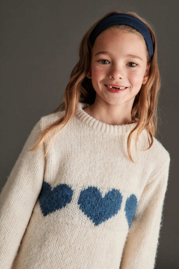 Mipounet Mia Sweater - Ecru/Blue