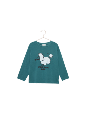 Weekend House Kids Pom Pom Dog Longsleeve T-shirt - Turquesa