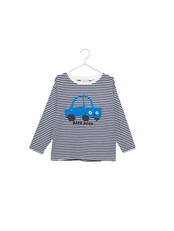 Weekend House Kids Beep Beep Longsleeve T-shirt - Stripes Blue/White