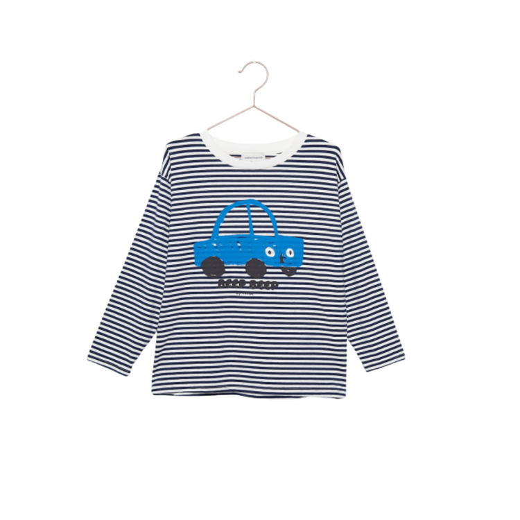 Weekend House Kids Beep Beep Longsleeve T-shirt - Stripes Blue/White