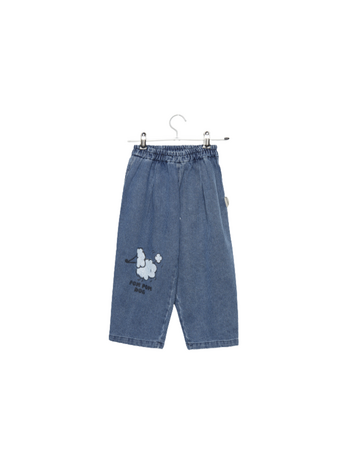 Weekend House Kids Pom Pom Dog Denim Pants - Blue