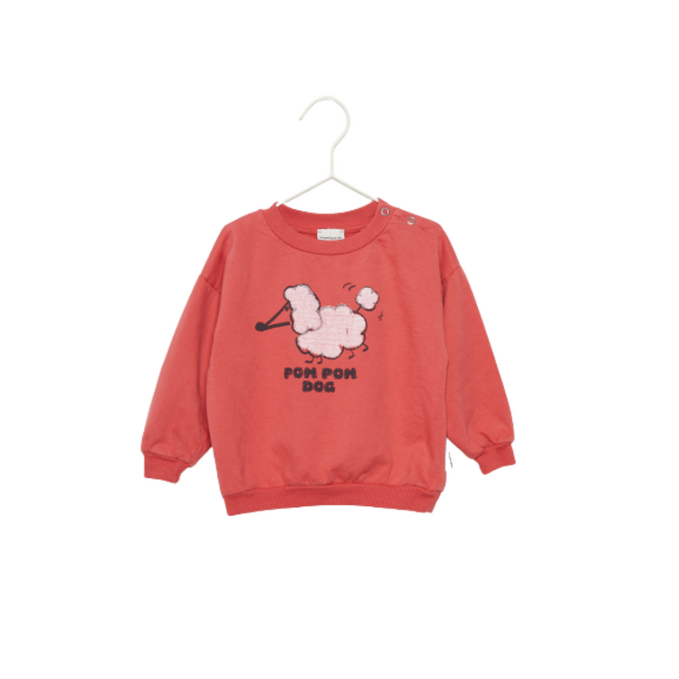 Weekend House Kids Pom Pom Dog Sweatshirt - Red