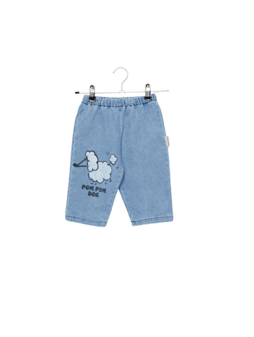Weekend House Kids Pom Pom Dog Baby Denim Pants - Blue