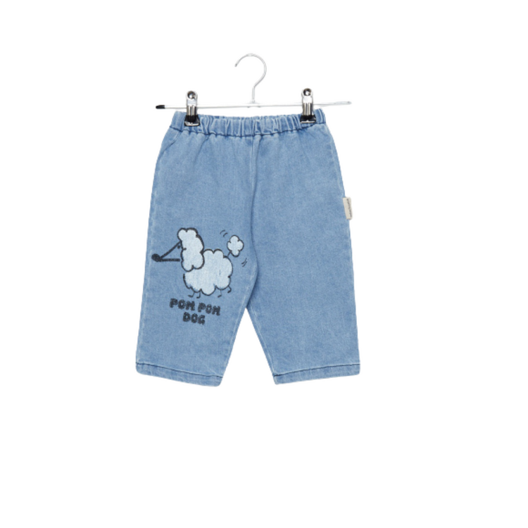 Weekend House Kids Pom Pom Dog Baby Denim Pants - Blue