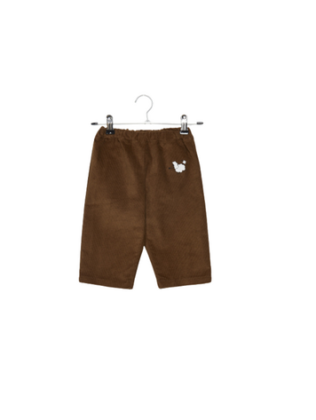 Weekend House Kids Pom Pom Dog Corduroy Baby Pants - Brown