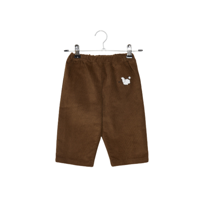 Weekend House Kids Pom Pom Dog Corduroy Baby Pants - Brown