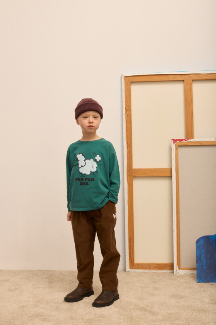 Weekend House Kids Pom Pom Dog Longsleeve T-shirt - Turquesa
