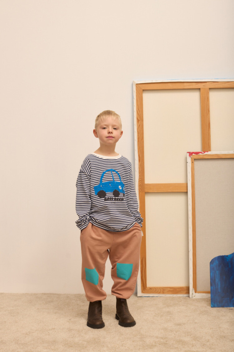 Weekend House Kids Beep Beep Longsleeve T-shirt - Stripes Blue/White
