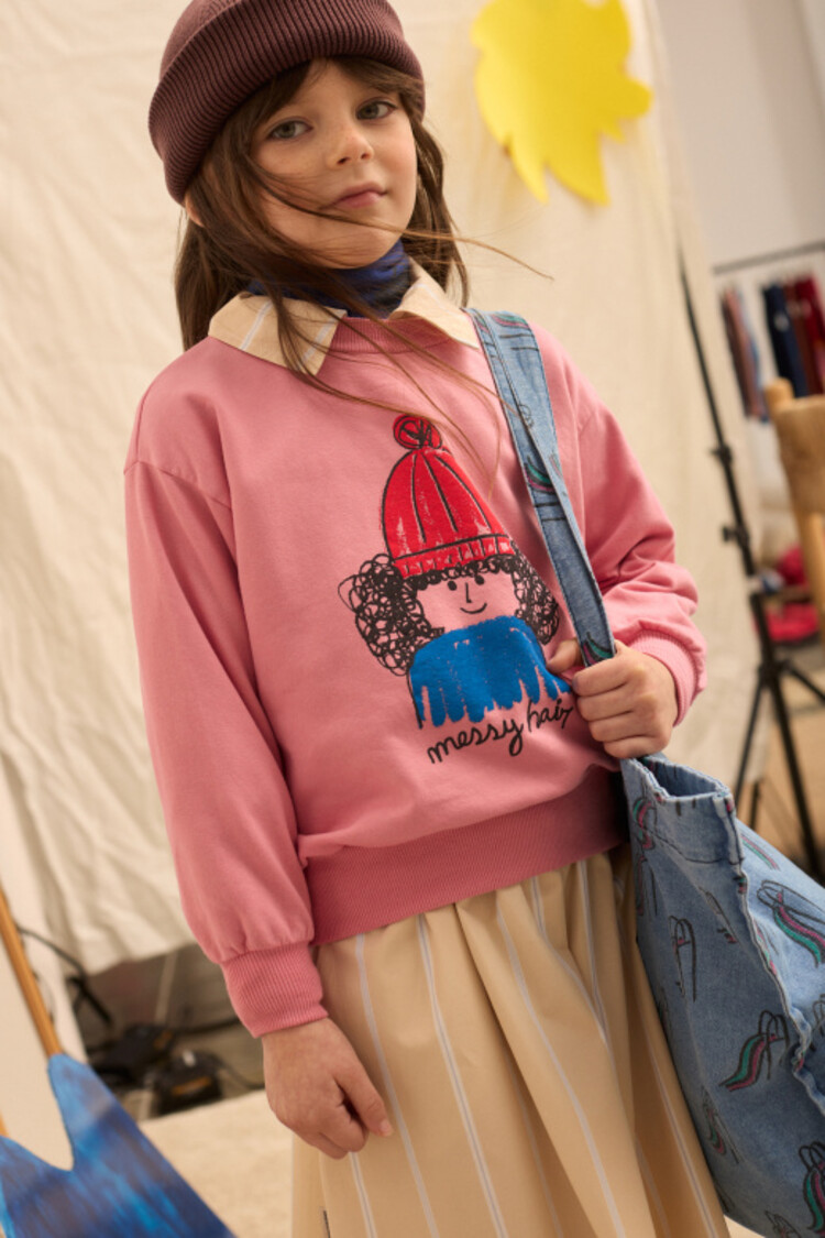 Weekend House Kids Messy Hair Sweatshirt - Pink