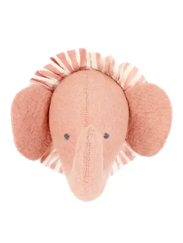 Fiona Walker England Dierenhoofd Roze Olifant Met Vintage Kraag - Mini