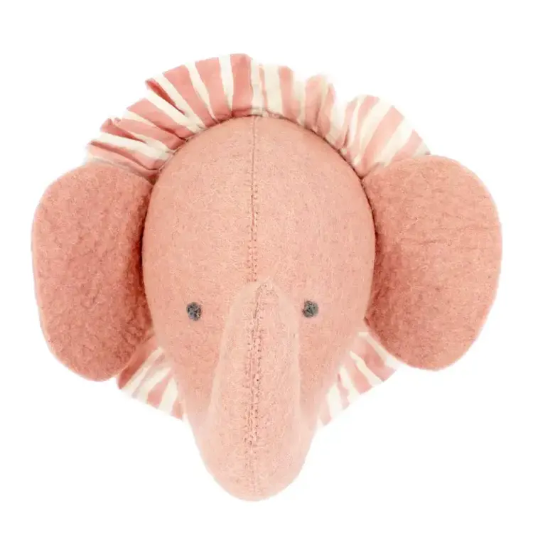 Fiona Walker England Dierenhoofd Roze Olifant Met Vintage Kraag - Mini