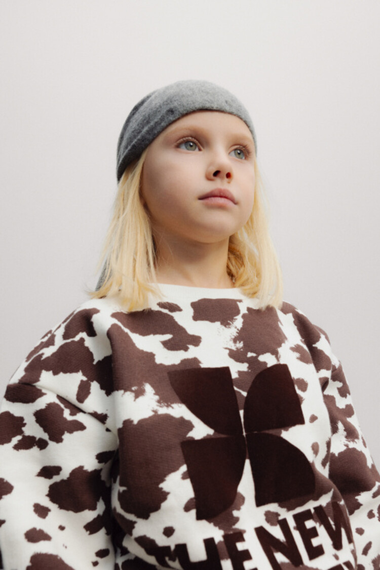 The New Society TNS Logo Sweatshirt - Cow Print