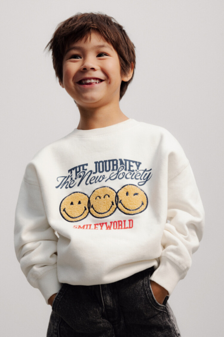 The New Society Smiley Sweatshirt - Whisper White