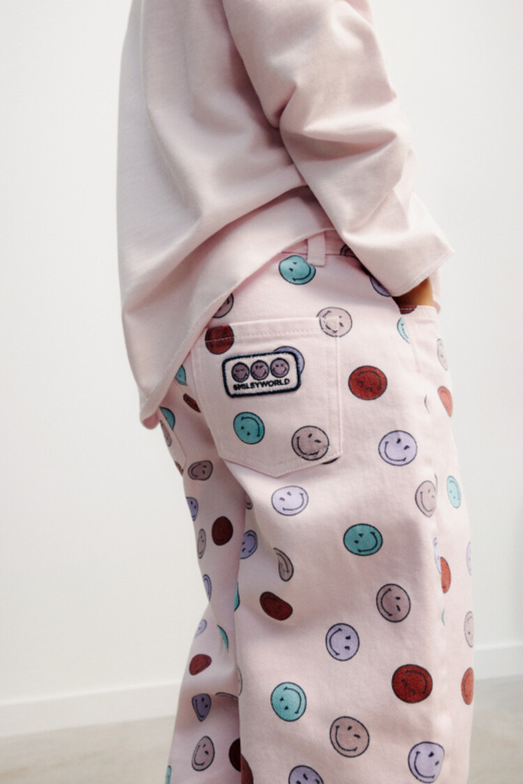 The New Society Smiley Denim Trouser - Smiley Print